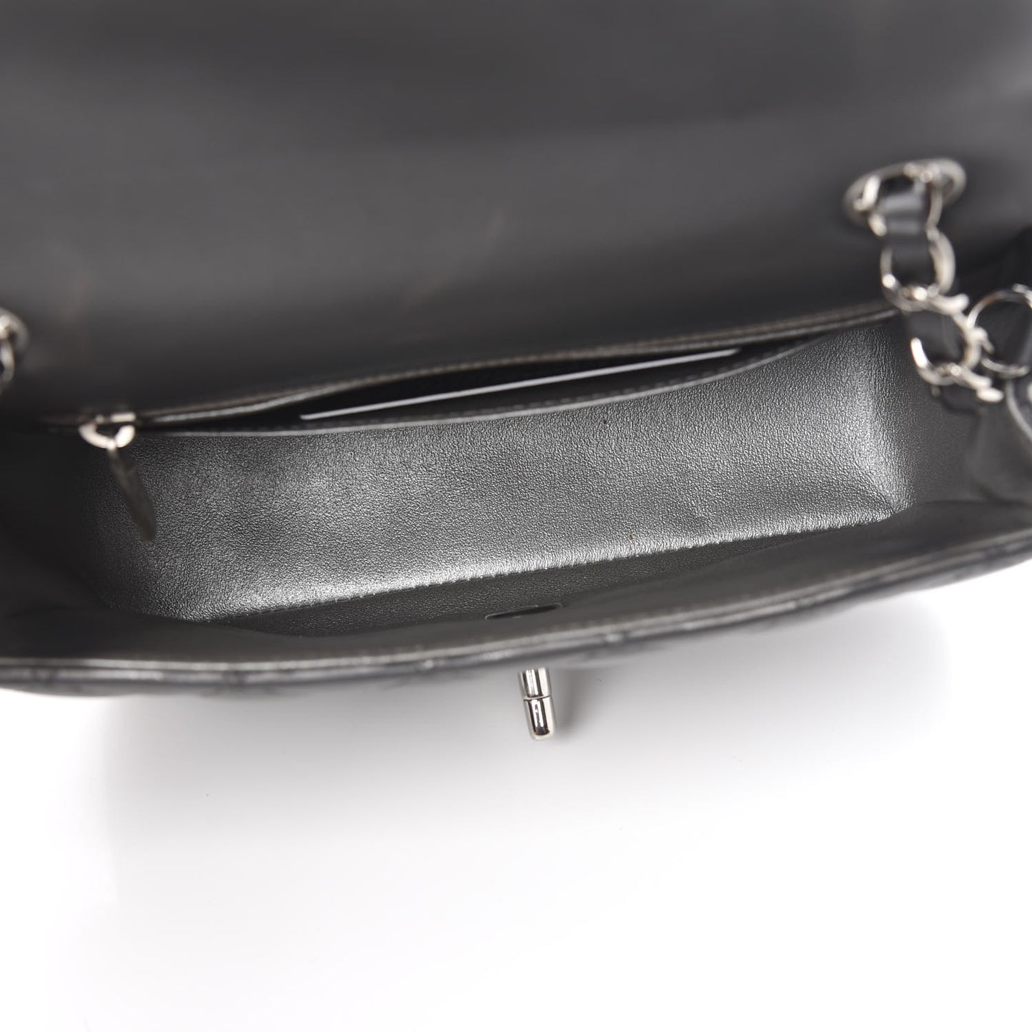 Lambskin Quilted Mini Rectangular Flap Grey