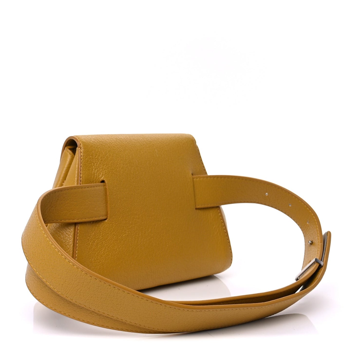 Grained Calfskin Geometric Belt Bag  Mustard Yellow