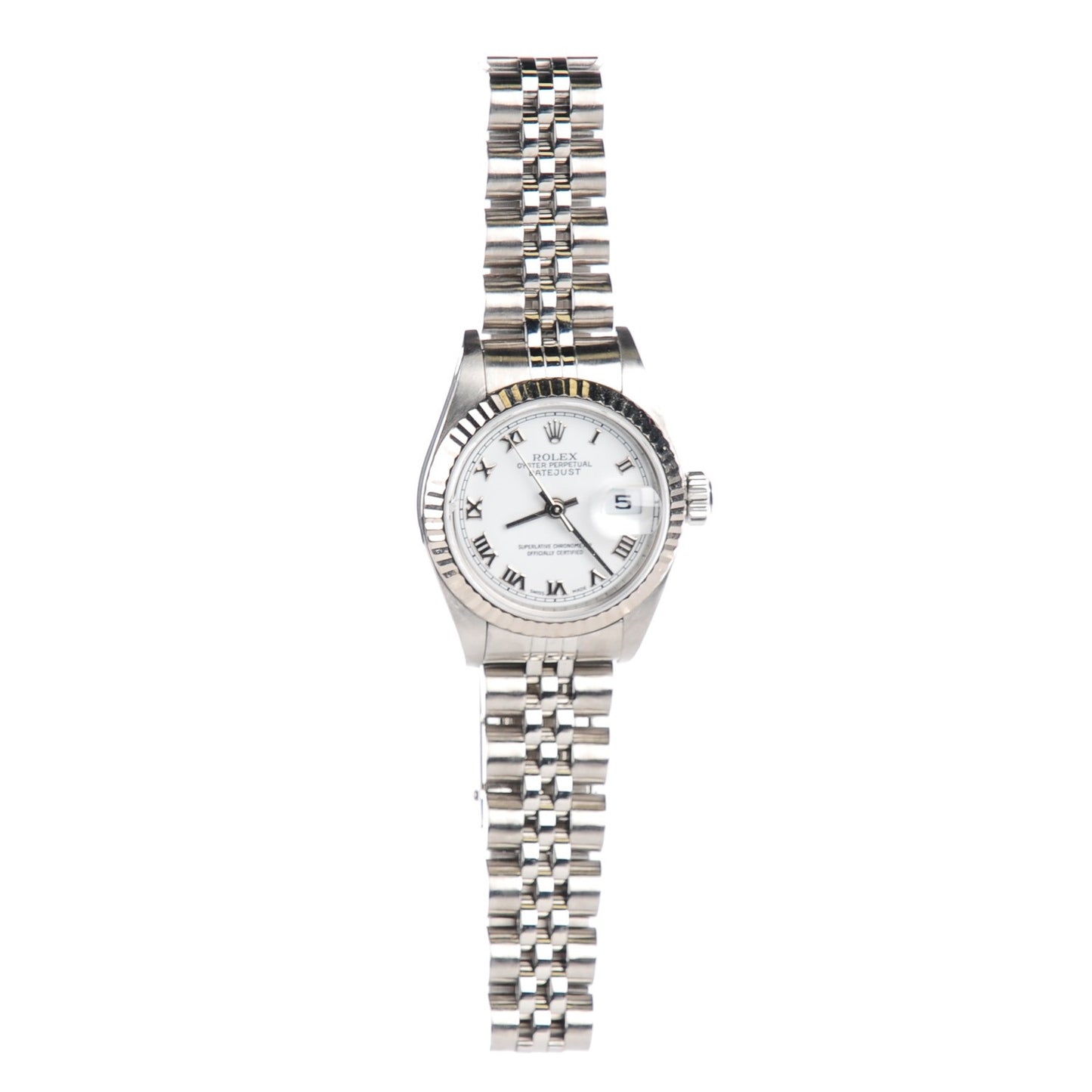 Stainless Steel 18K White Gold 26mm Oyster Perpetual Datejust Watch White Roman 179174