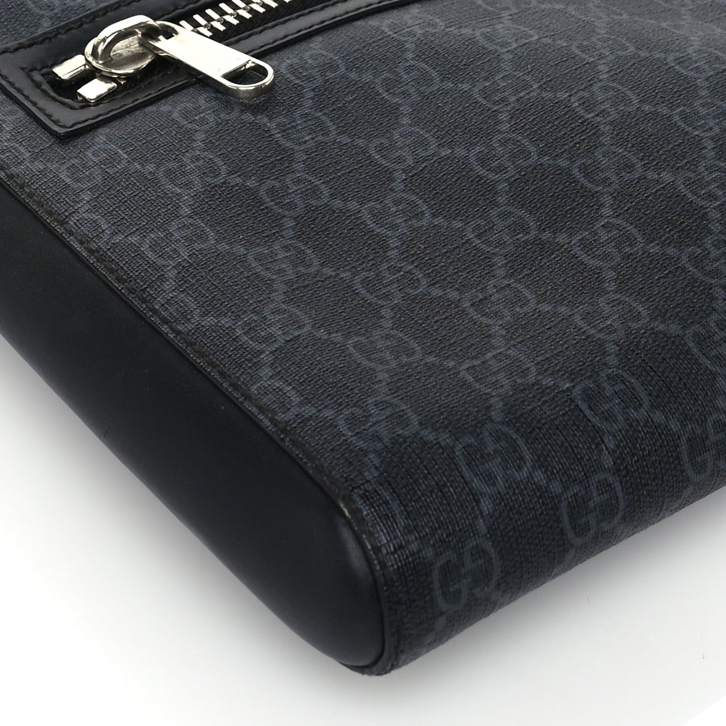 GG Supreme Monogram Web Small Flat Messenger Bag  Black Grey