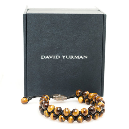 David Yurman Sterling Silver Tiger's Eye Two Row 8mm Spiritual Beads Bracelet 4 of 4