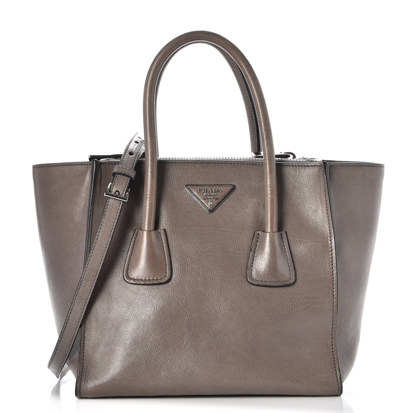 Glace Calf Small Twin Pocket Tote Marmo
