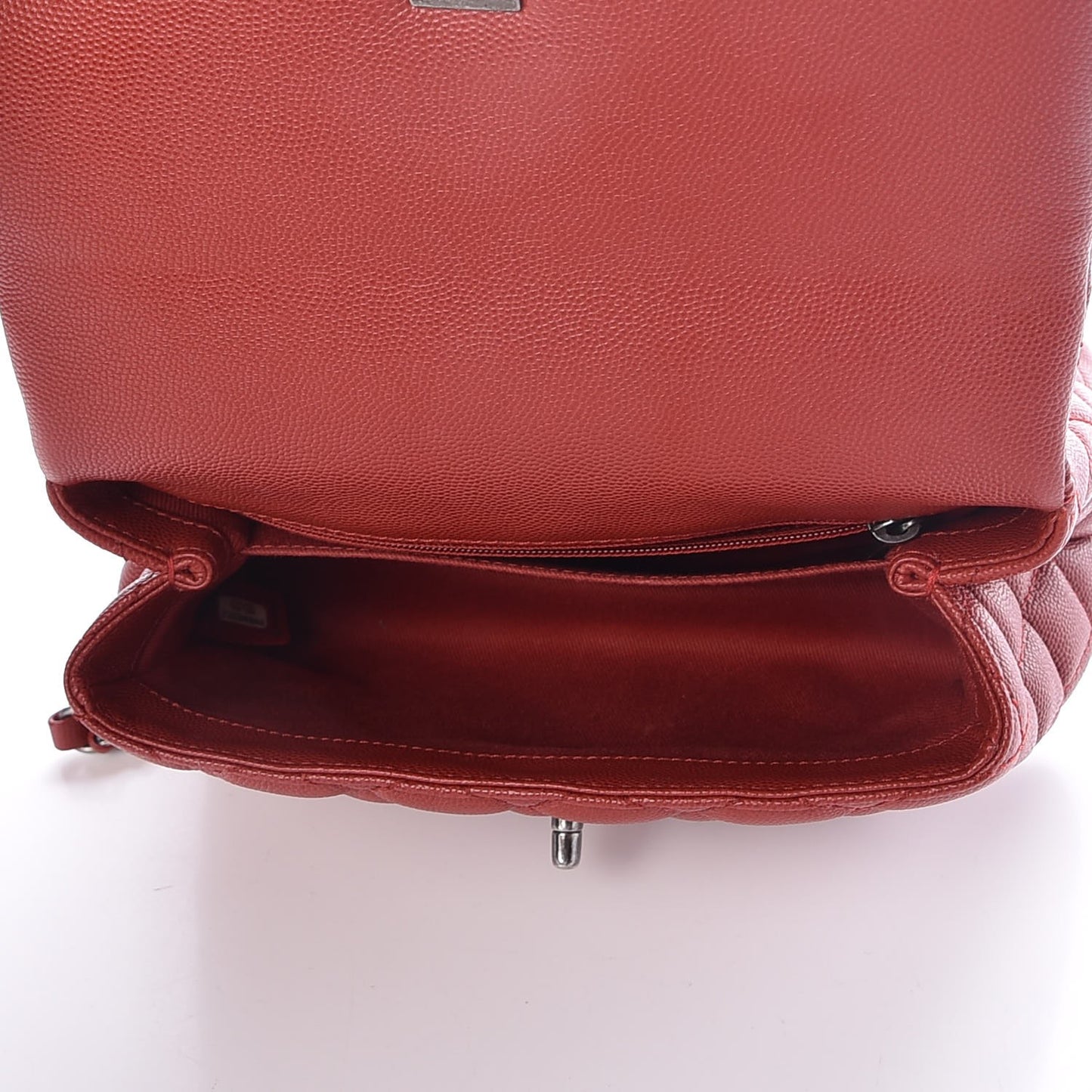 Caviar Quilted Mini Coco Handle Flap Dark Red