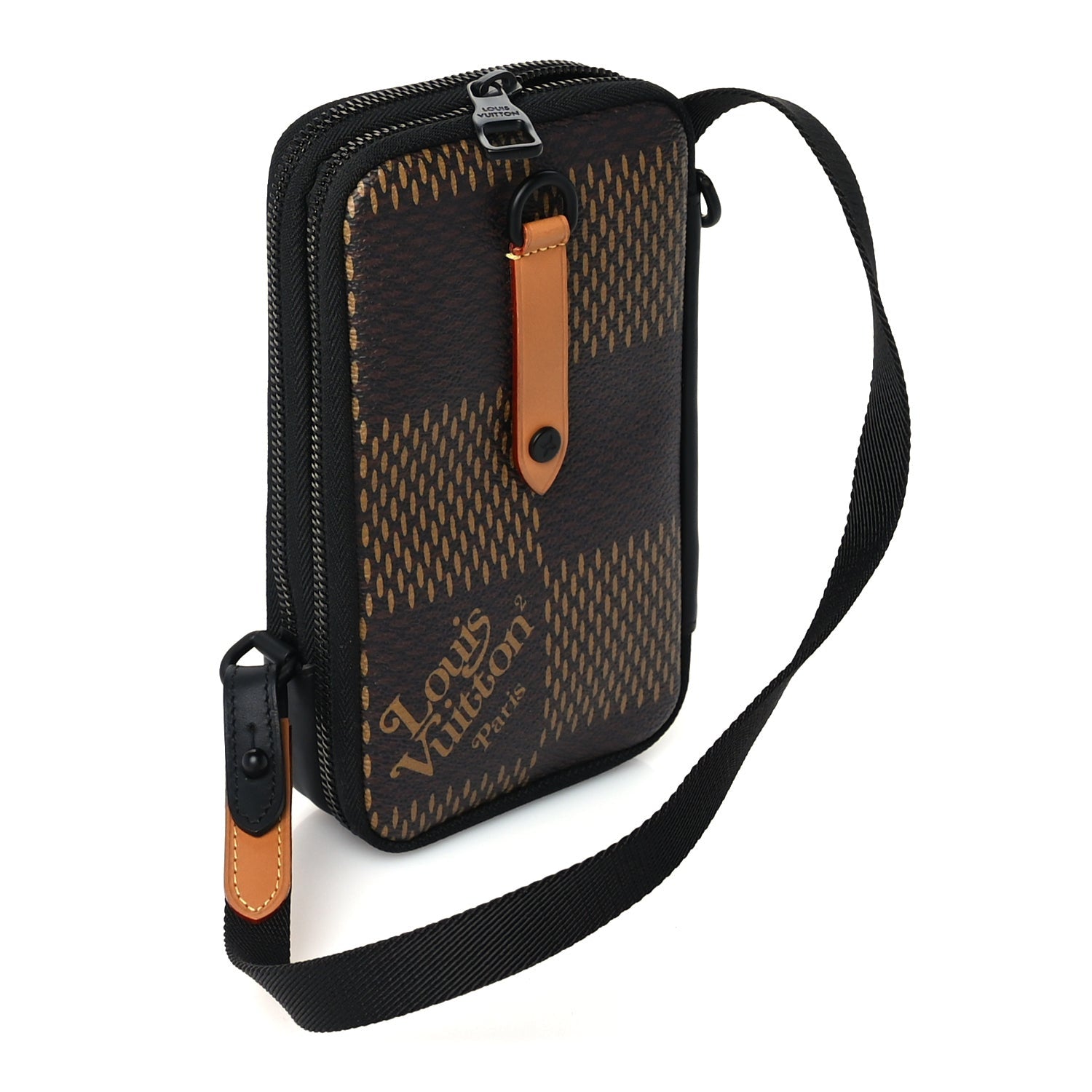 Louis Vuitton NIGO Giant Damier Ebene Tortoise Double Phone Pouch 3 of 9