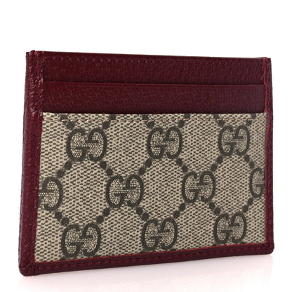 Gucci GG Supreme Monogram Textured Dollar Calfskin Ophidia Card Holder Beige Burgundy 3 of 6
