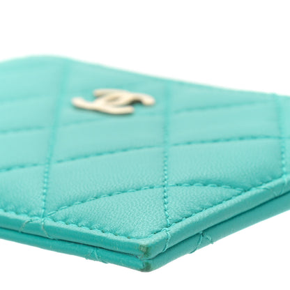 Chanel Lambskin Quilted Zip Card Holder Turquoise 9 of 10