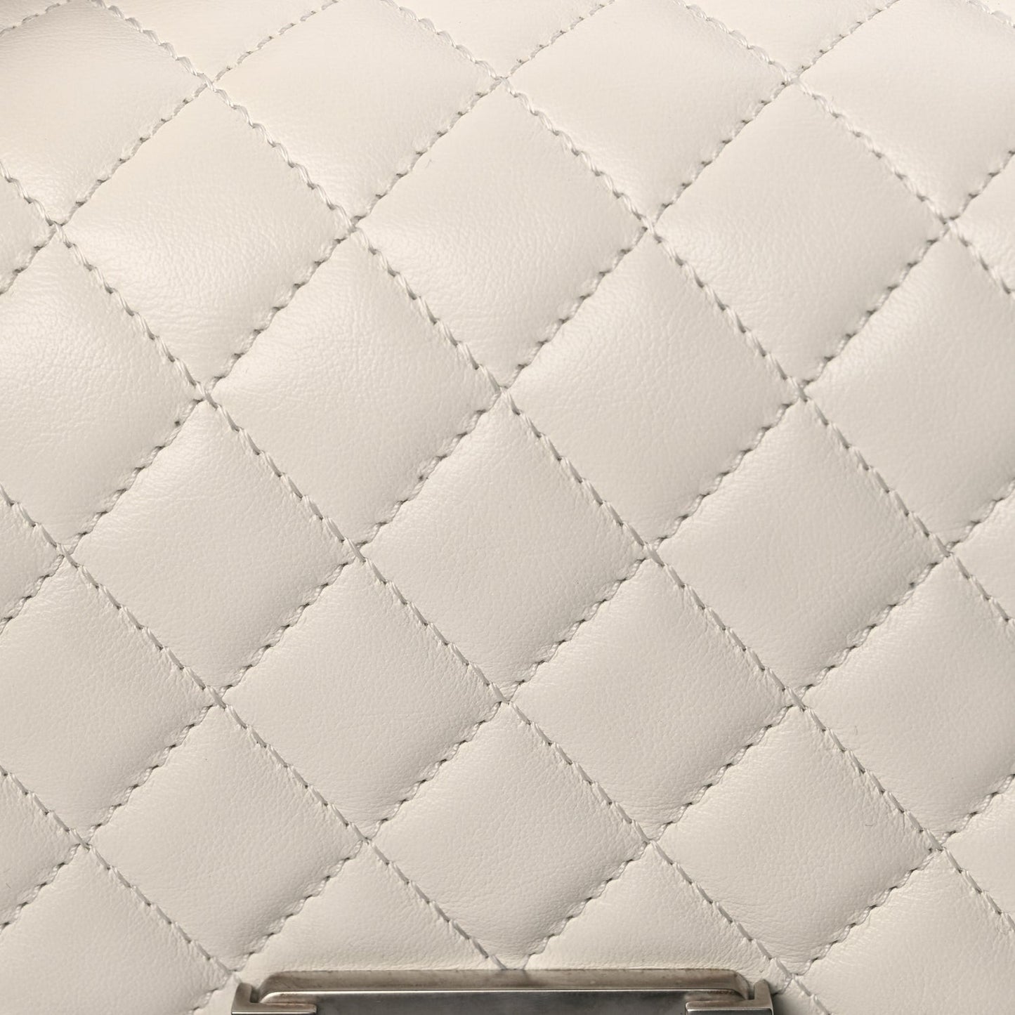 Calfskin Quilted Small Boy Flap White