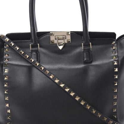 Valentino Garavani Vitello Rockstud Double Handle Tote Black 7 of 14
