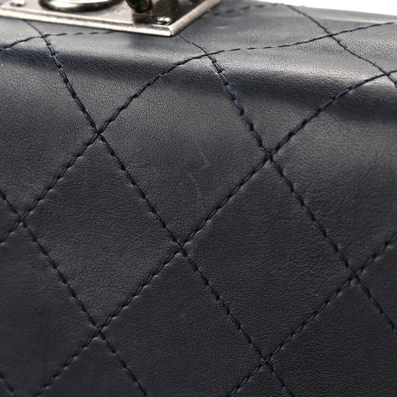 Chanel Calfskin Stitched Urban Luxury Top Handle Bag Navy 13 of 14