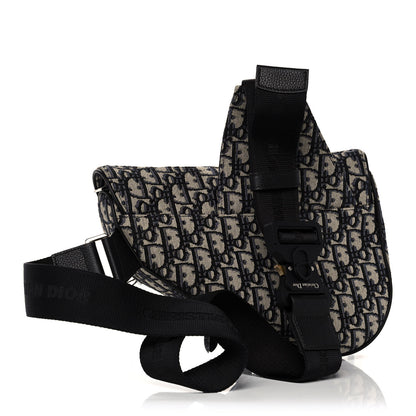 Christian Dior Oblique Mens Saddle Bag Blue 3 of 14