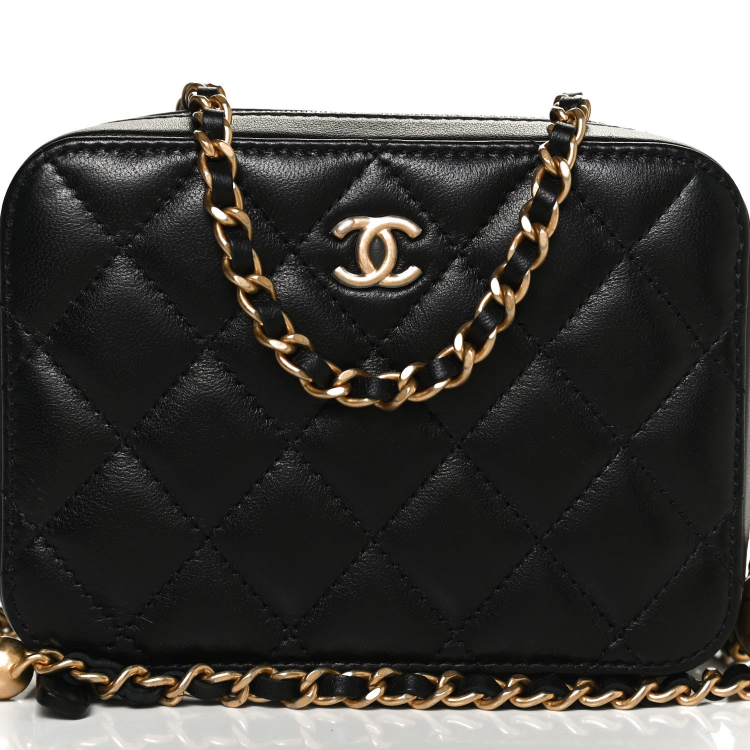 Chanel Lambskin Quilted CC Pearl Crush Camera Case Black 8 of 13