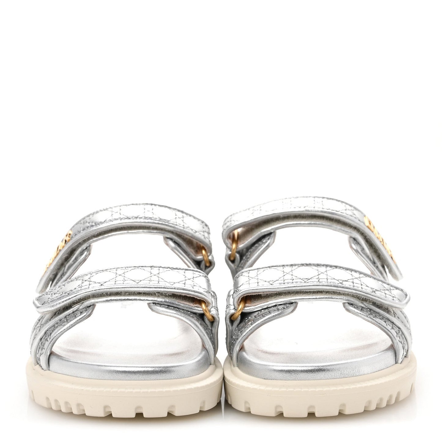 Laminated Sheepskin Cannage Dior Or Dioract Slide Sandals 39 Steel