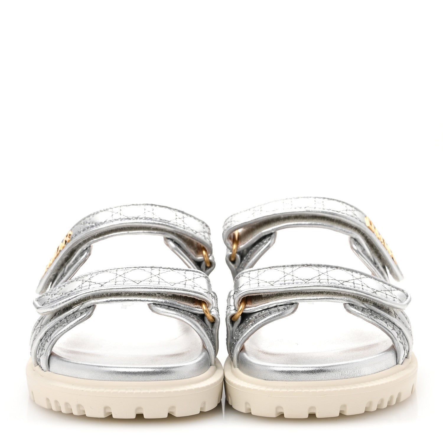 Christian Dior Laminated Sheepskin Cannage Dior Or Dioract Slide Sandals 39 Steel 3 of 7