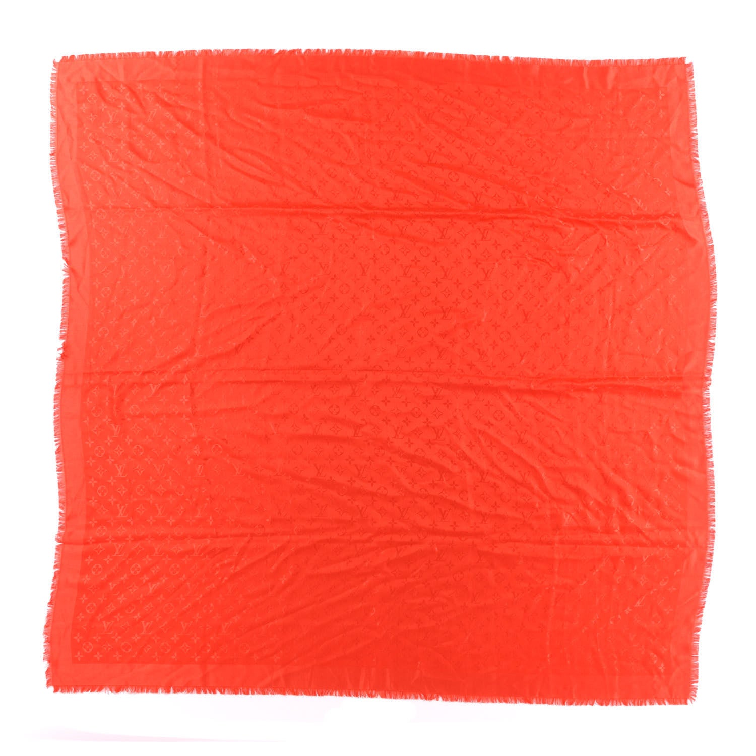 Louis Vuitton Silk Wool Monogram Shawl Coquelicot 1 of 3