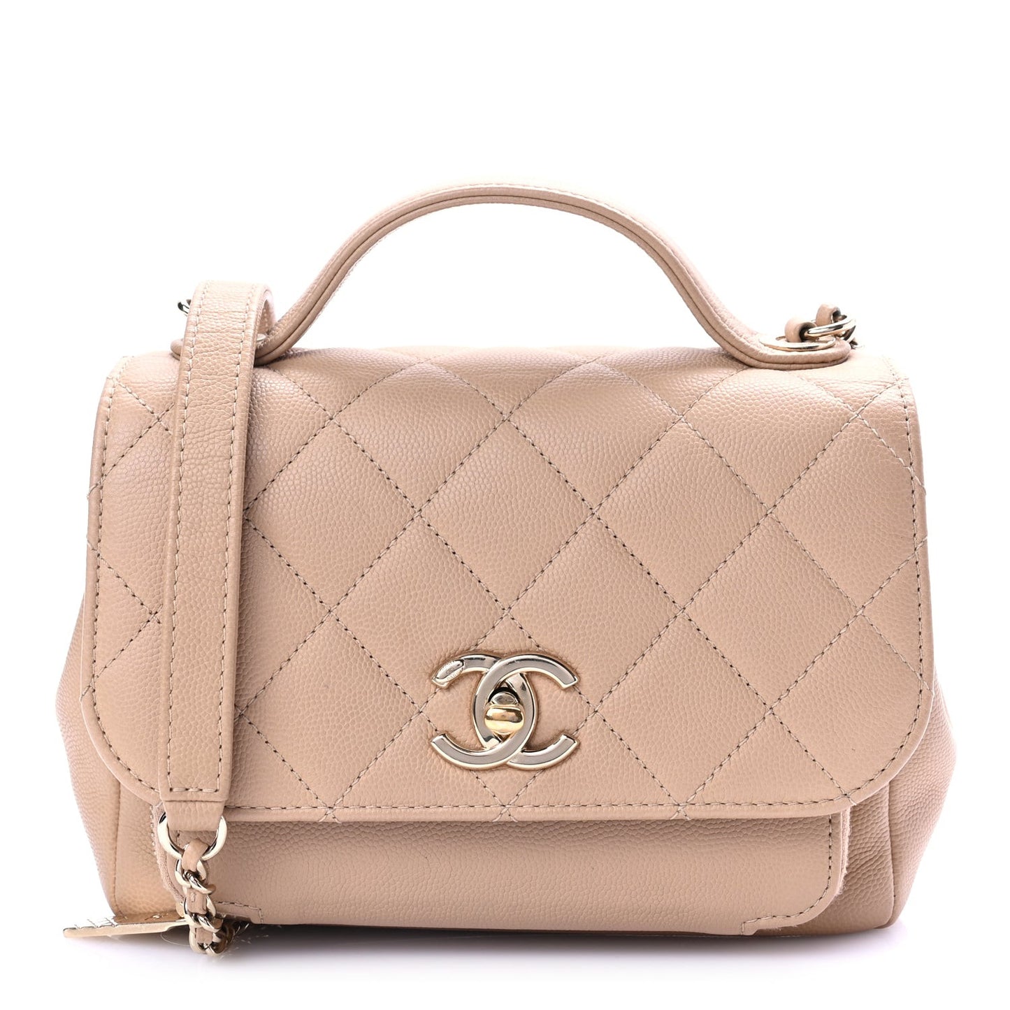Caviar Quilted Small Business Affinity Flap Beige