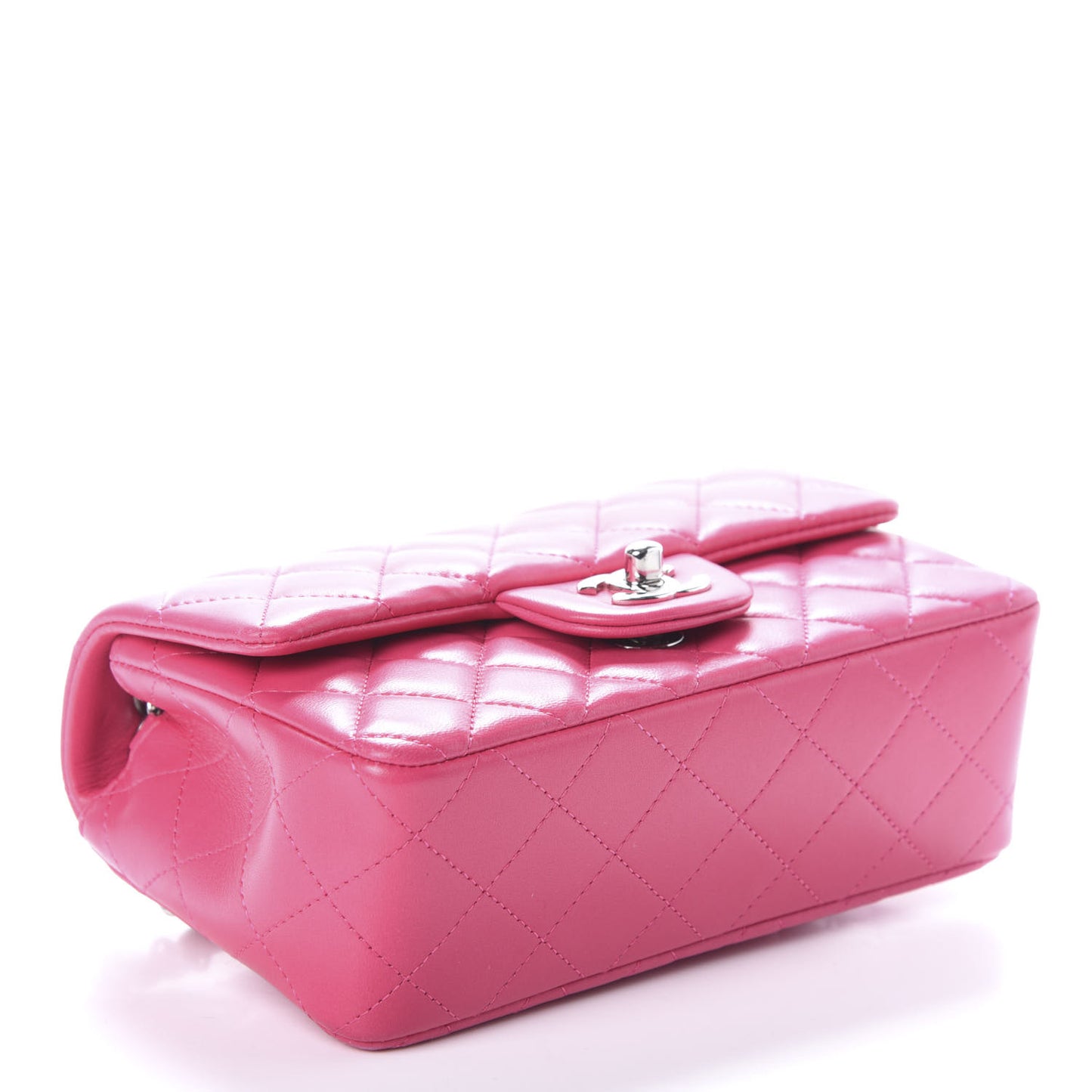 Lambskin Quilted Mini Rectangular Flap Pink