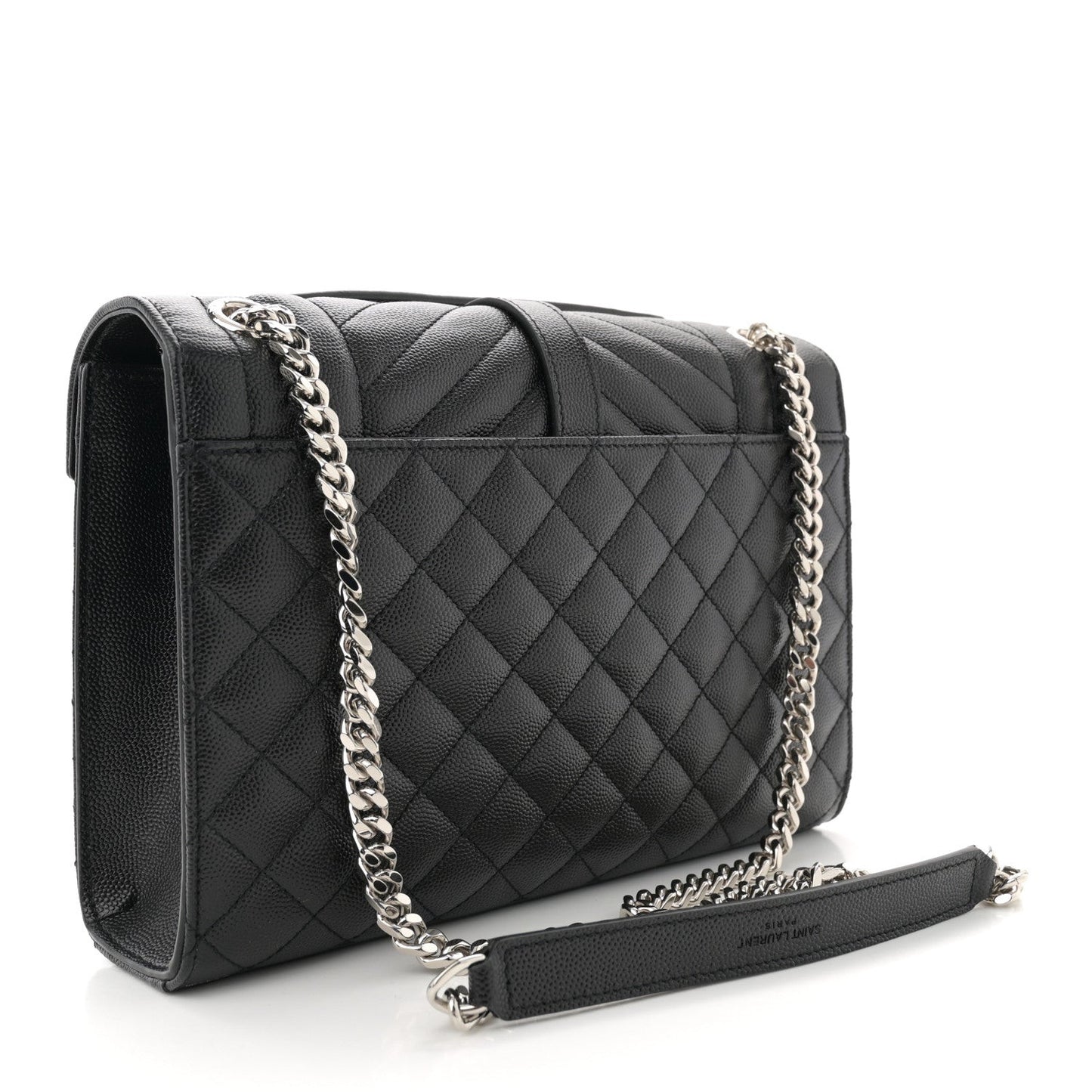 Grain De Poudre Textured Mixed Matelasse Triquilt Medium Monogram Satchel Black