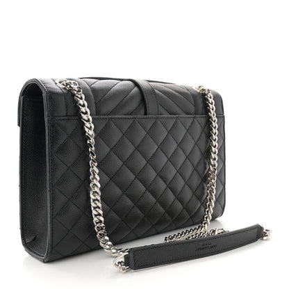 Saint Laurent Grain De Poudre Textured Mixed Matelasse Triquilt Medium Monogram Satchel Black 3 of 7