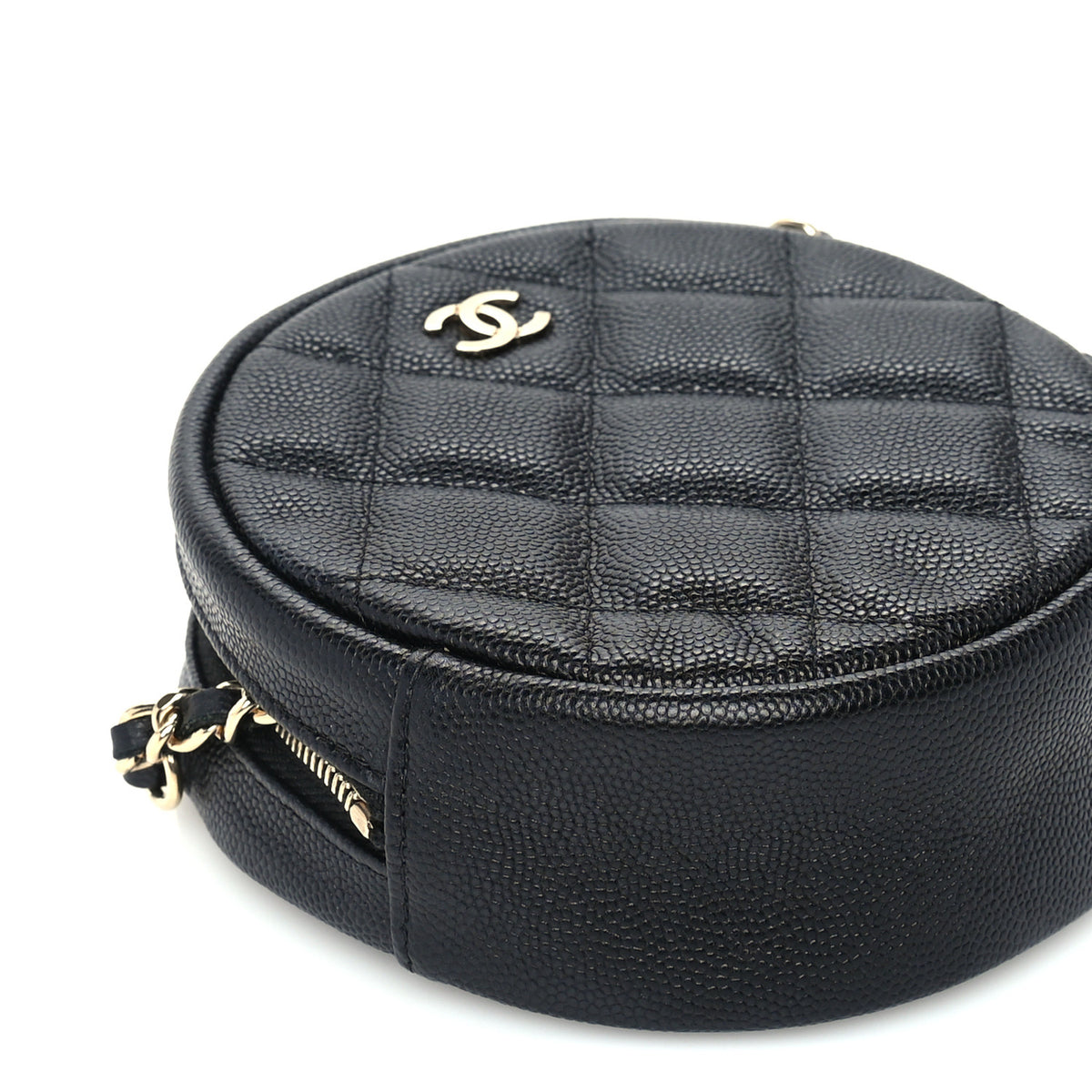 Chanel Caviar Quilted Round Clutch With Chain Black 8 of 9