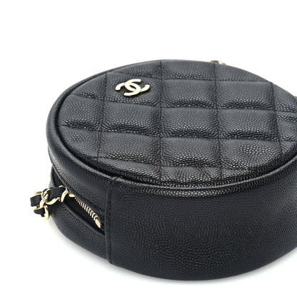 Chanel Caviar Quilted Round Clutch With Chain Black 8 of 9