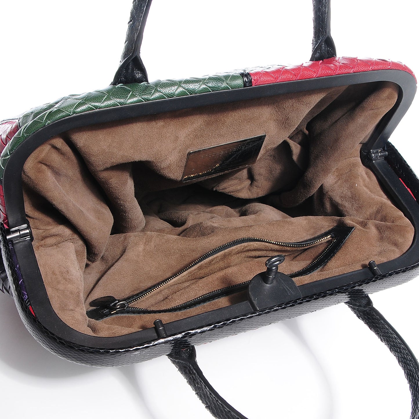 Intrecciato Goatskin Ayers Trim Frame Satchel Multicolor
