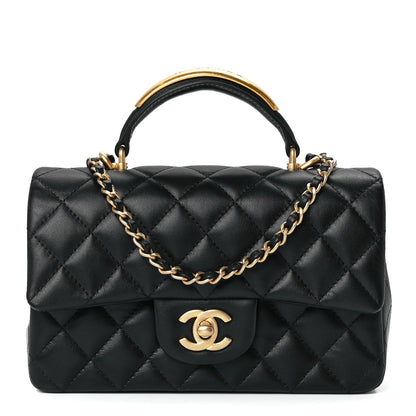 Chanel Lambskin Quilted Metal Mini Top Handle Rectangular Flap Black 1 of 13