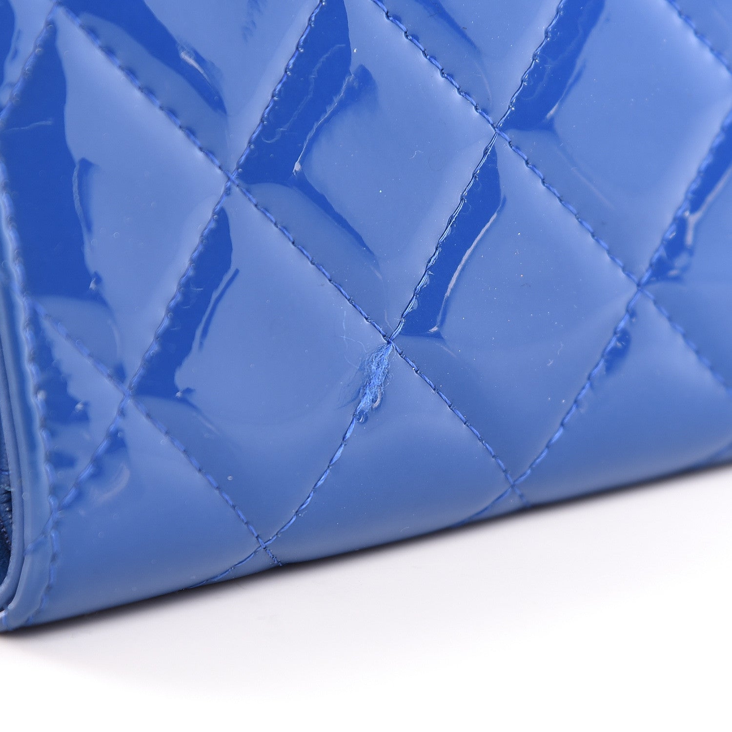 Chanel Patent Quilted Zipped Pocket Wallet Blue 10 of 15