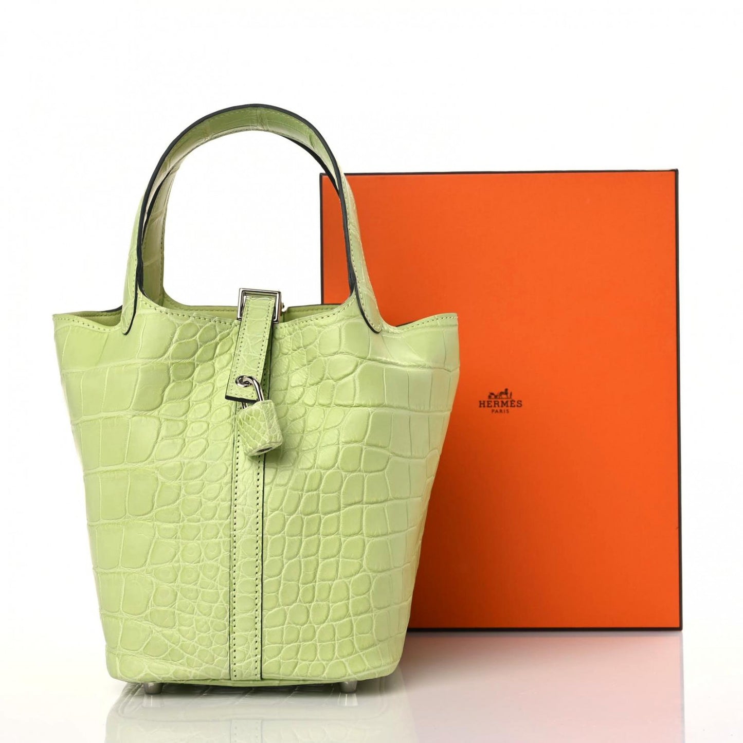 Matte Alligator Picotin Lock 18 Jaune Bourgeon