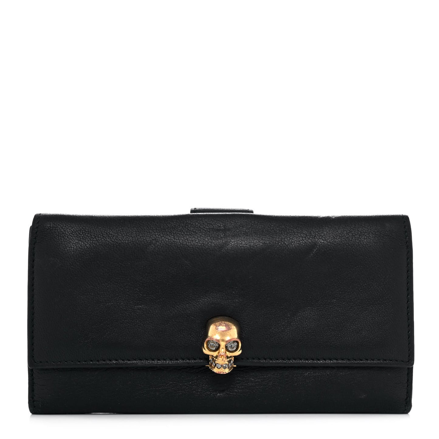 Calfskin Skull Continental Wallet Black