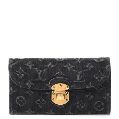 Louis Vuitton Denim Amelia Wallet Black 1 of 13