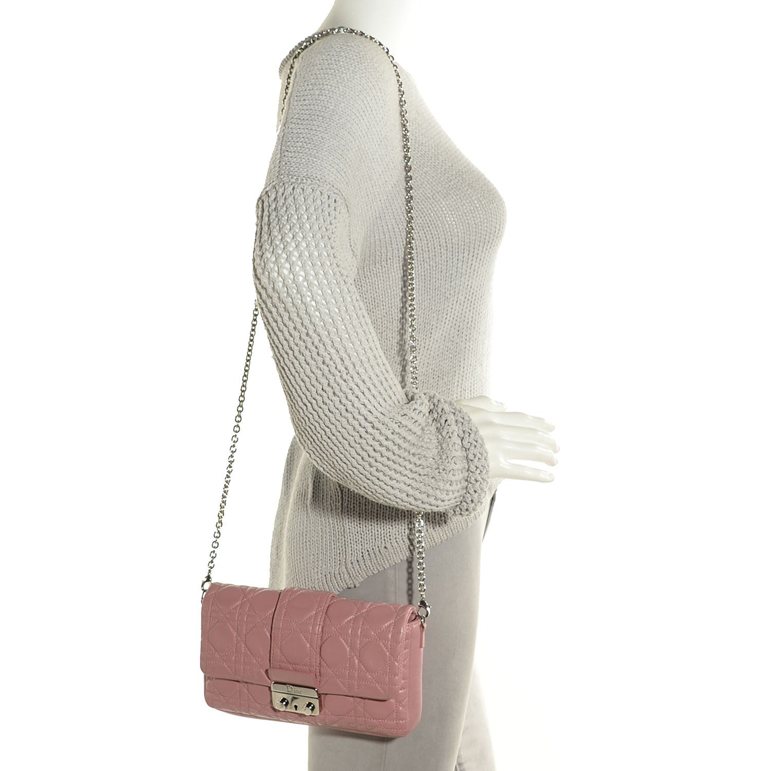 Christian Dior Lambskin Cannage New Lock Pouch Magnolia 2 of 7