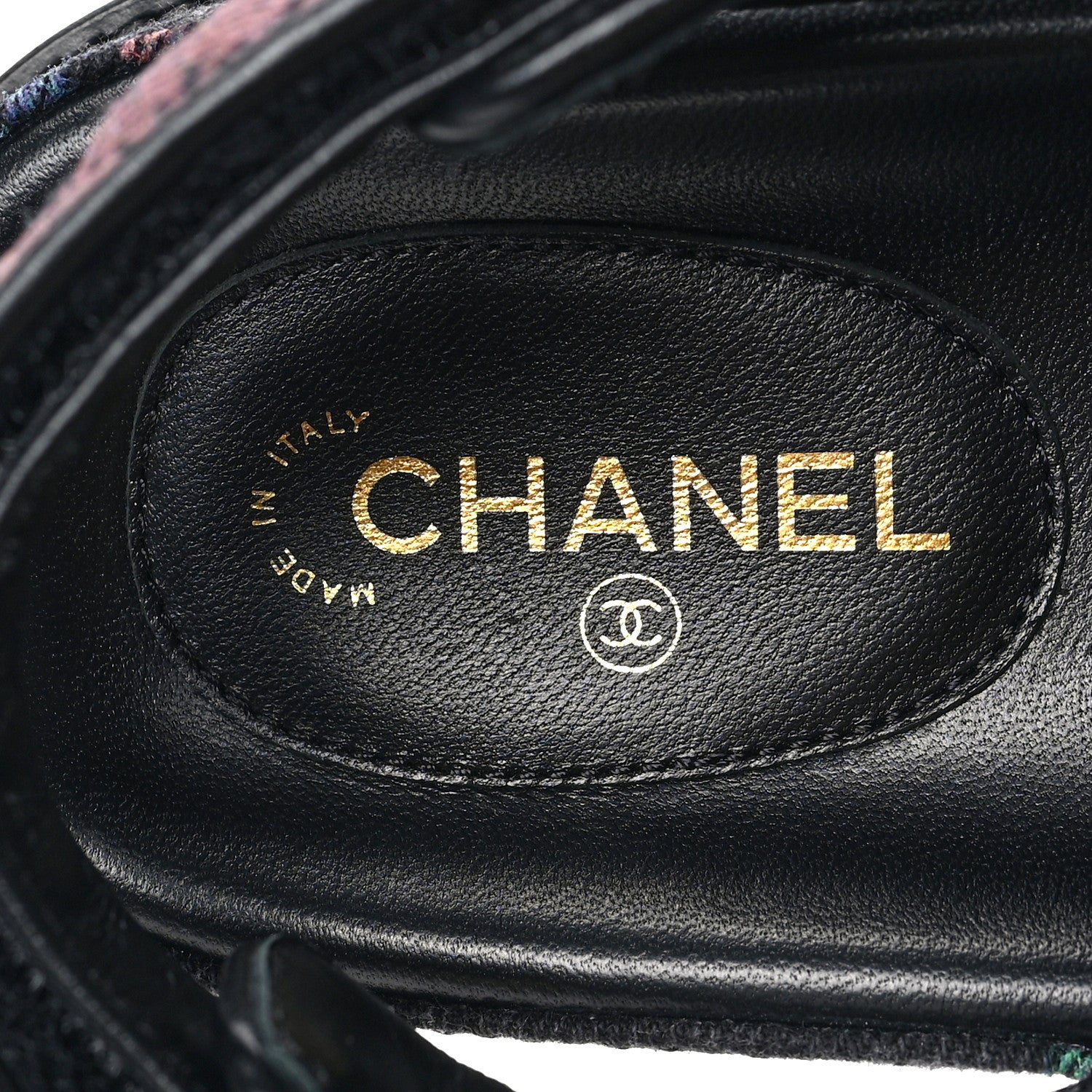 Chanel Denim Quilted Dad Sandals 38 Black Multicolor 5 of 9