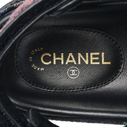 Chanel Denim Quilted Dad Sandals 38 Black Multicolor 5 of 9