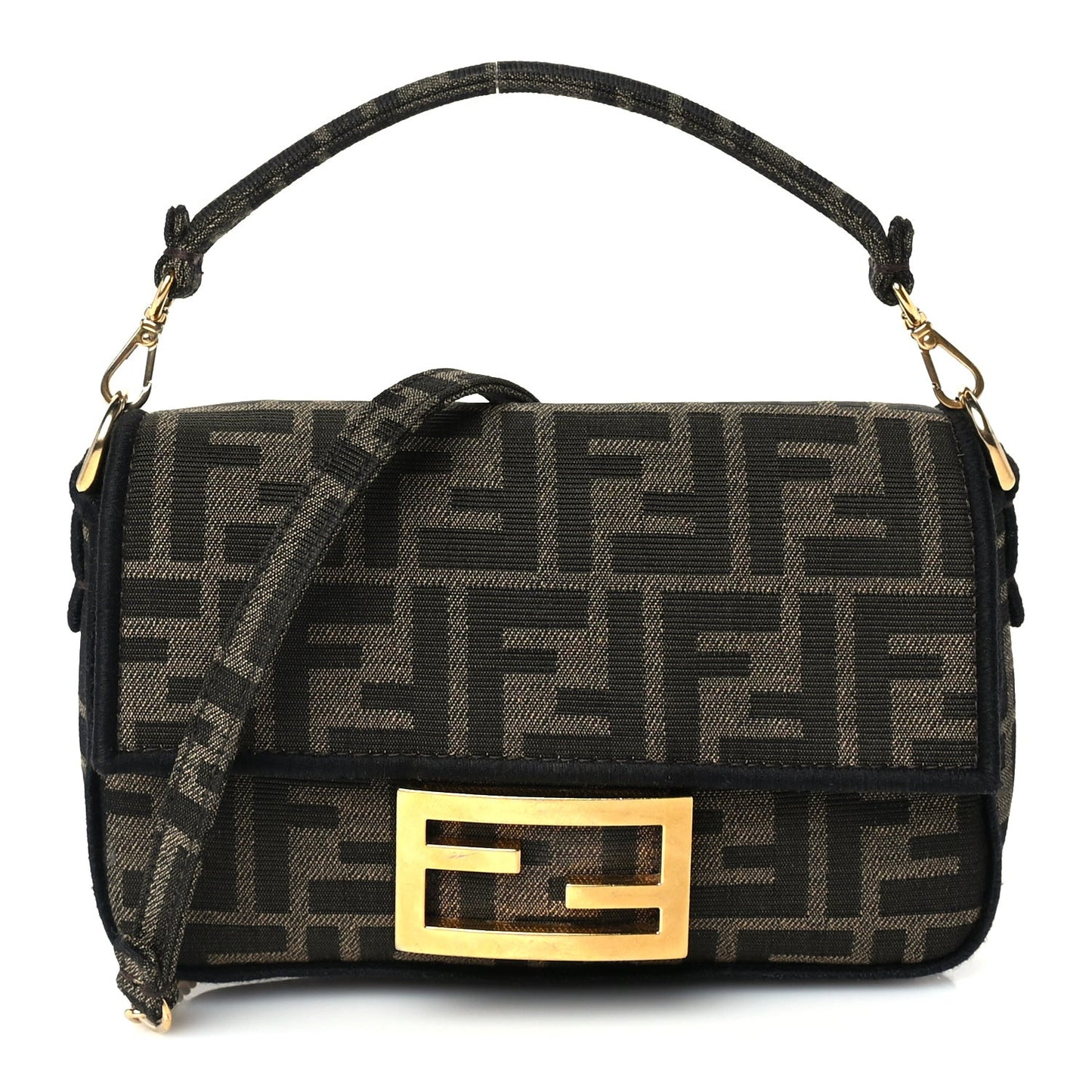 Fabric Jacquard FF 1974 Mini Baguette Tobacco Moro Black
