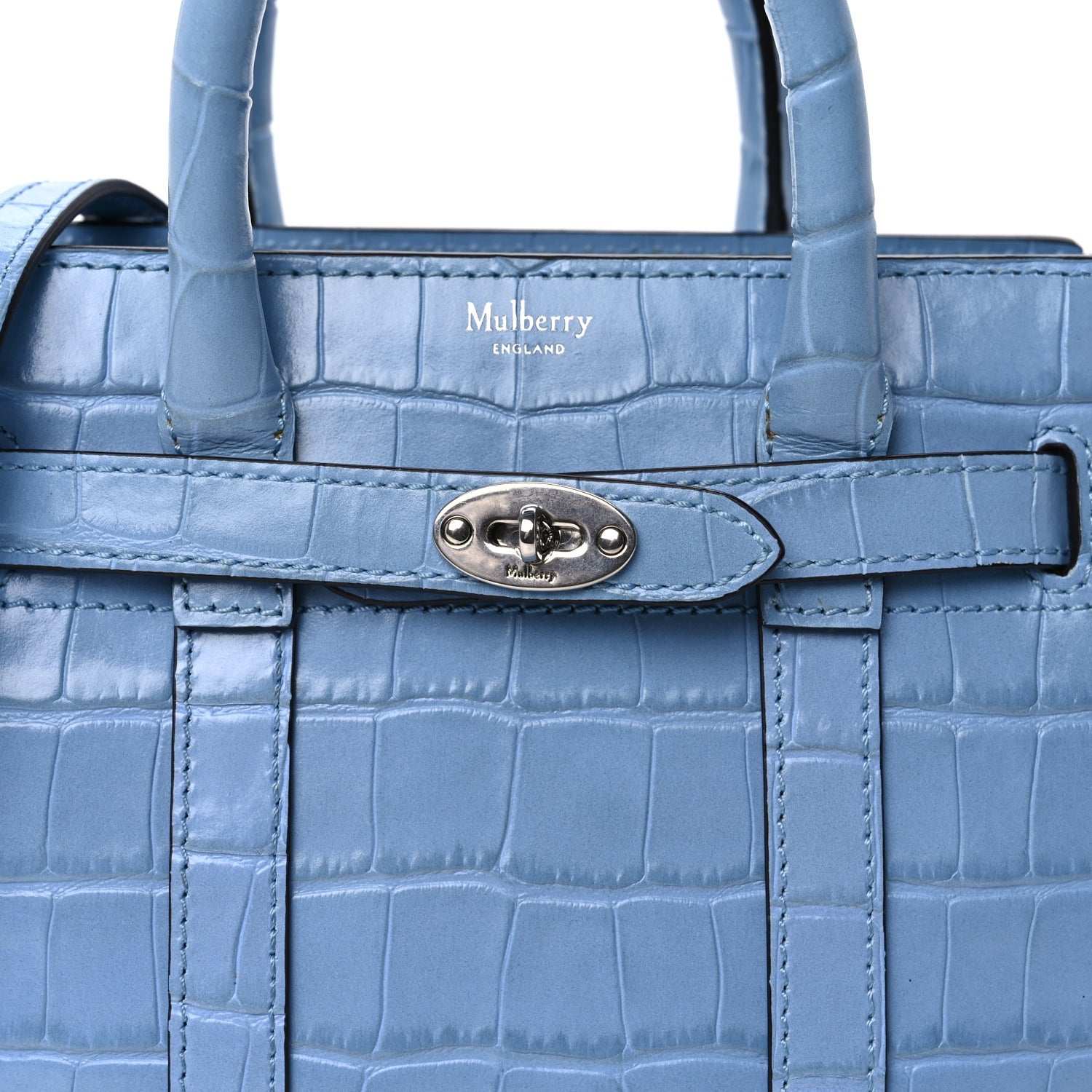Mulberry Crocodile Embossed Micro Zipped Bayswater  Light Blue 6 of 7