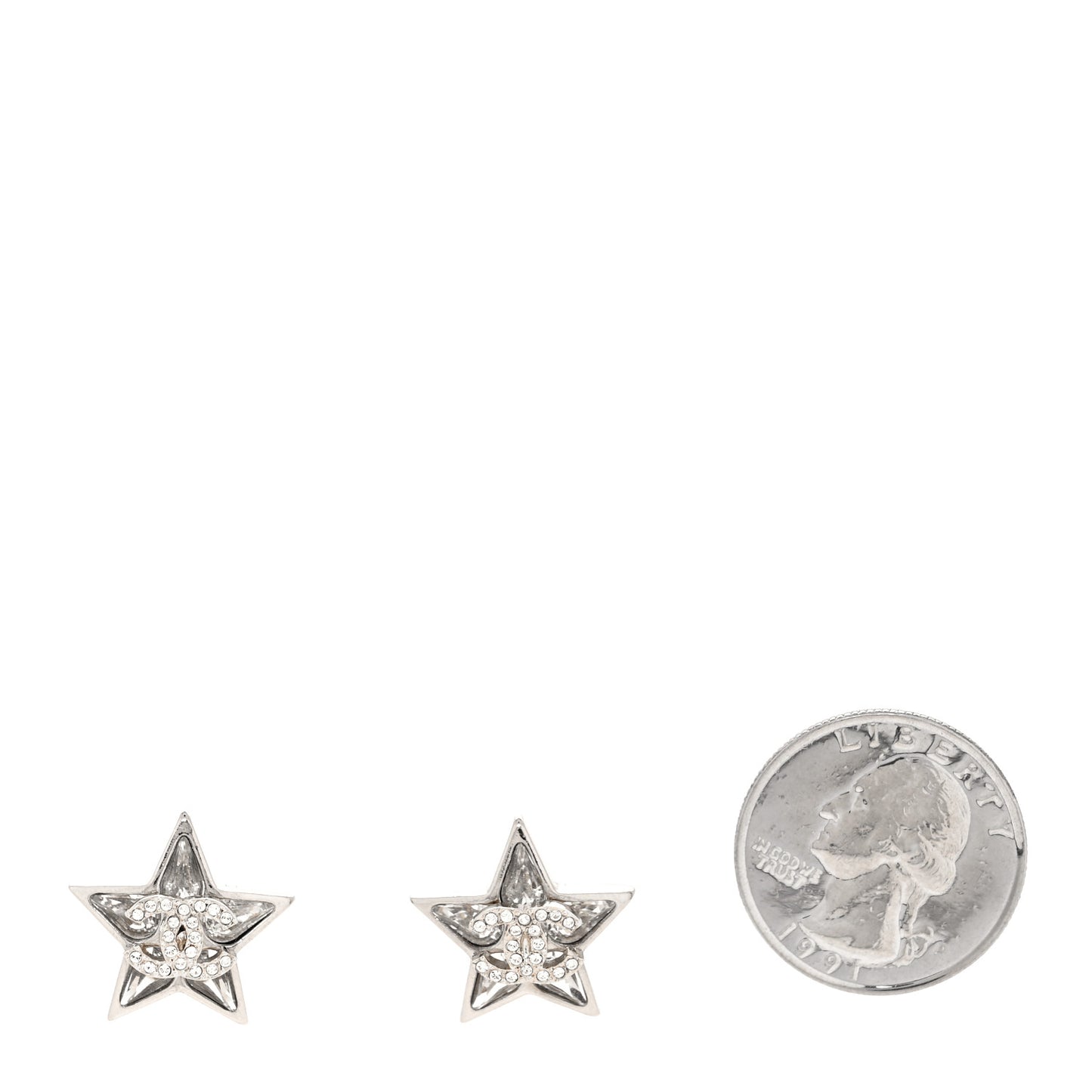 Crystal CC Star Earrings Silver