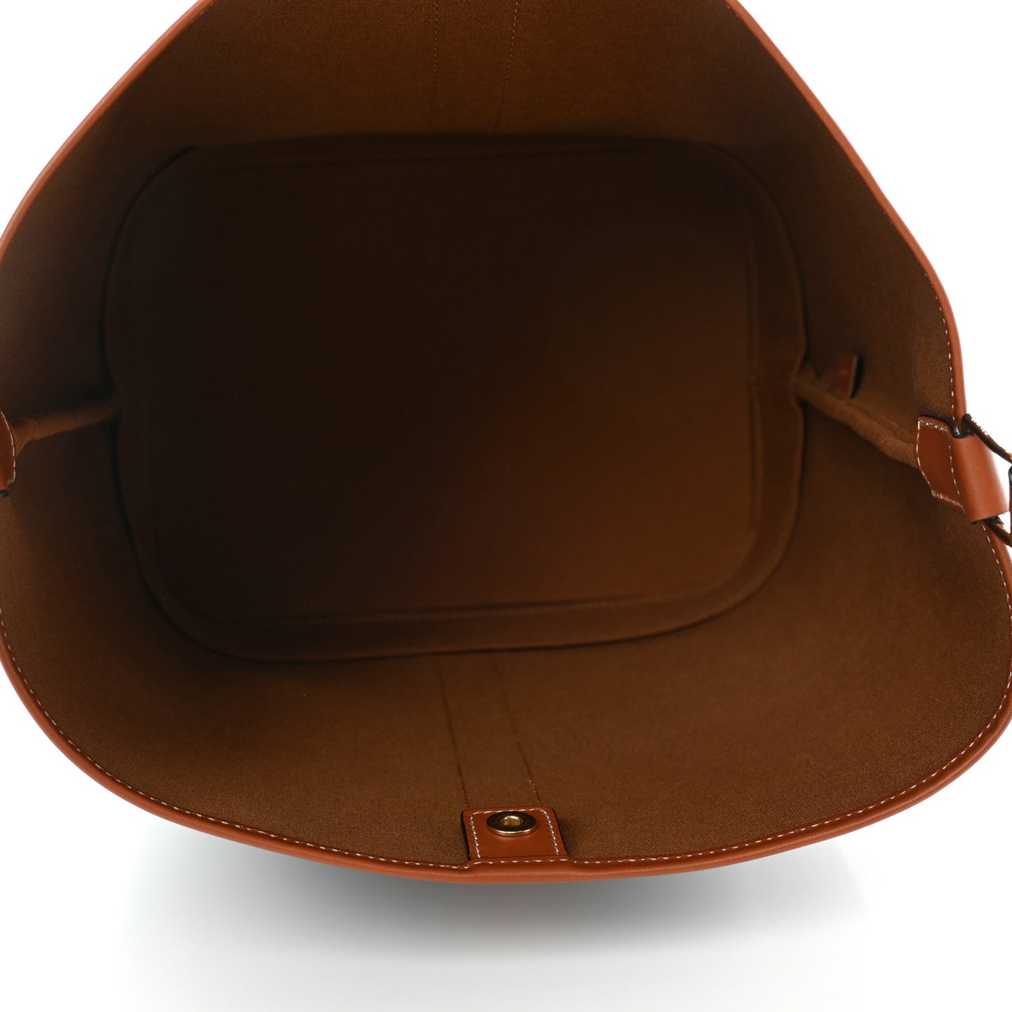 Triomphe Canvas Calfskin Medium Bucket Bag Tan