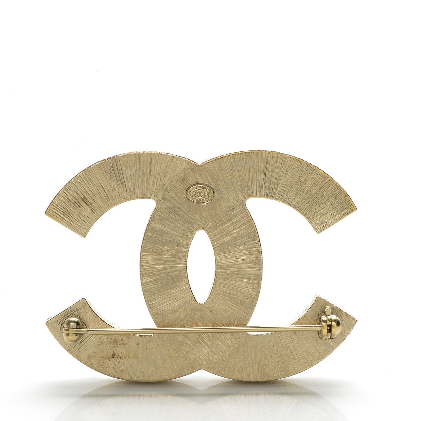 Pearl Enamel CC Brooch Black Gold