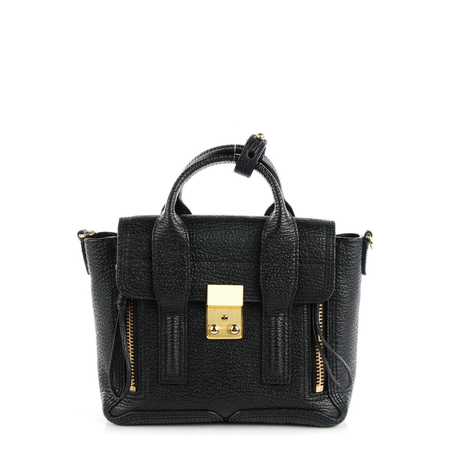 3.1 Textured Calfskin Mini Pashli Satchel Black
