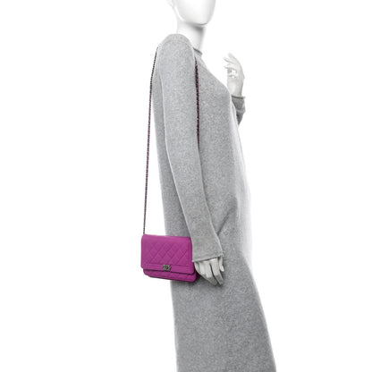 Chanel Lambskin Quilted Boy Wallet On Chain WOC Purple 2 of 7