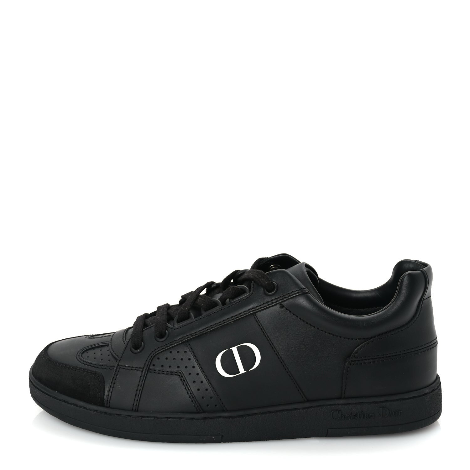 Christian Dior Calfskin Suede Logo Sneakers 36.5 Black 1 of 8