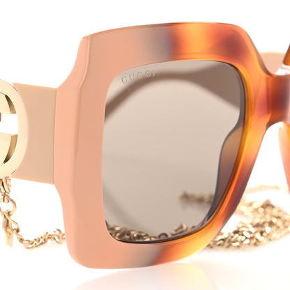 Gucci Acetate Square Frame Chain Sunglasses GG1022S Brown 8 of 9