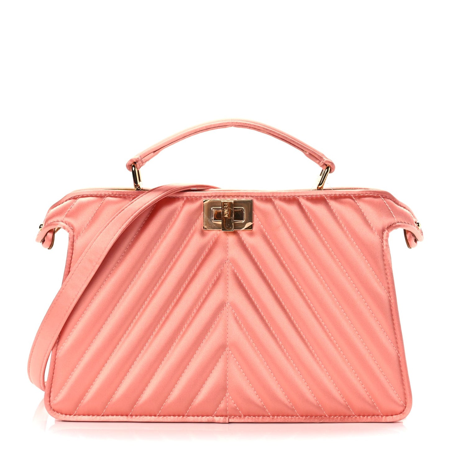 Raso Satin Trapunatato Medium Peekaboo I SEE U East West Satchel Rosa Quarzo Oro