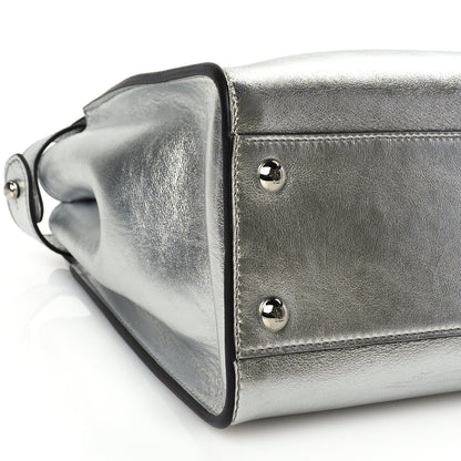 Fendi Vitello Catalan Mirror Medium Peekaboo Iconic Satchel Argento 7 of 8