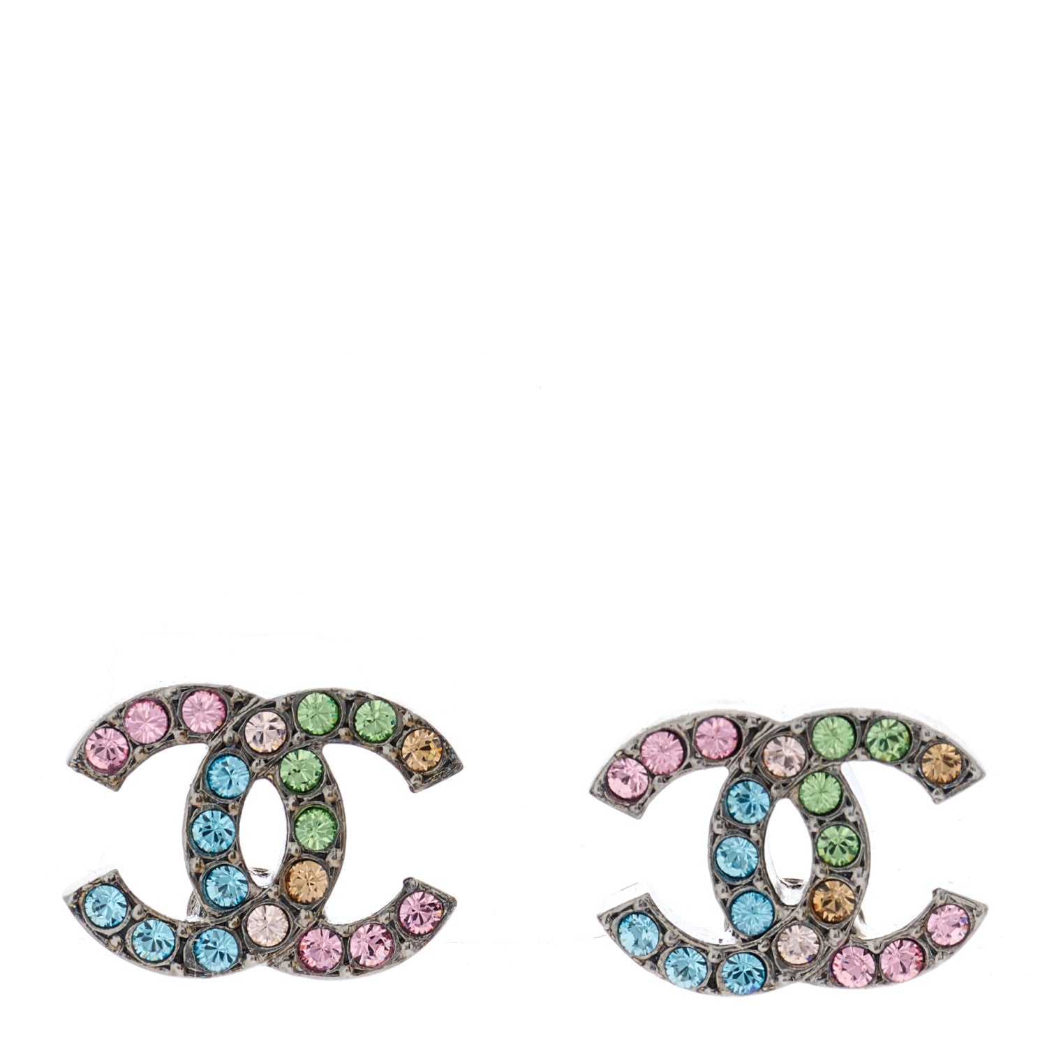 Chanel Ruthenium Crystal CC Earrings Multicolor 1 of 5