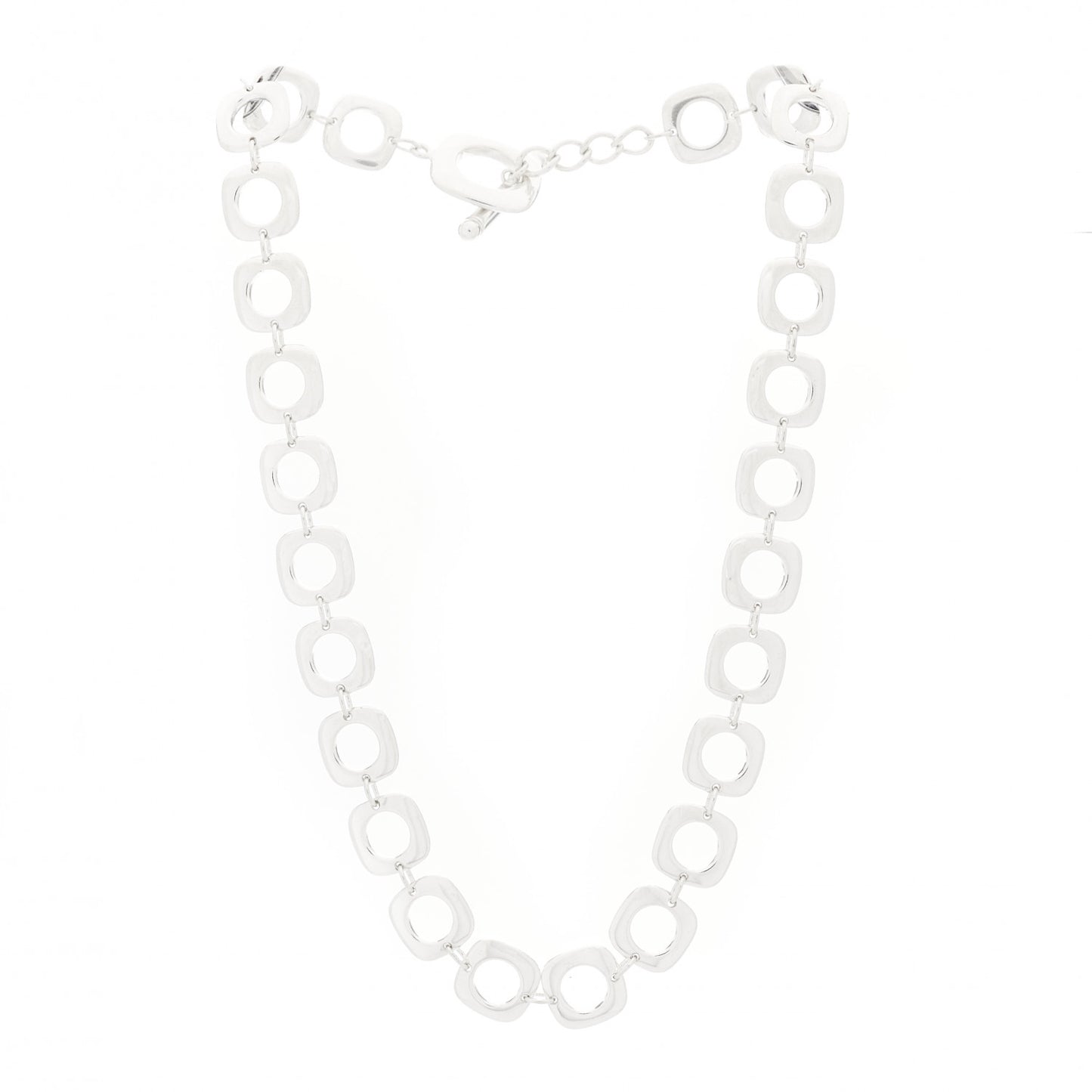 Sterling Silver Cushion Square Link Choker Necklace