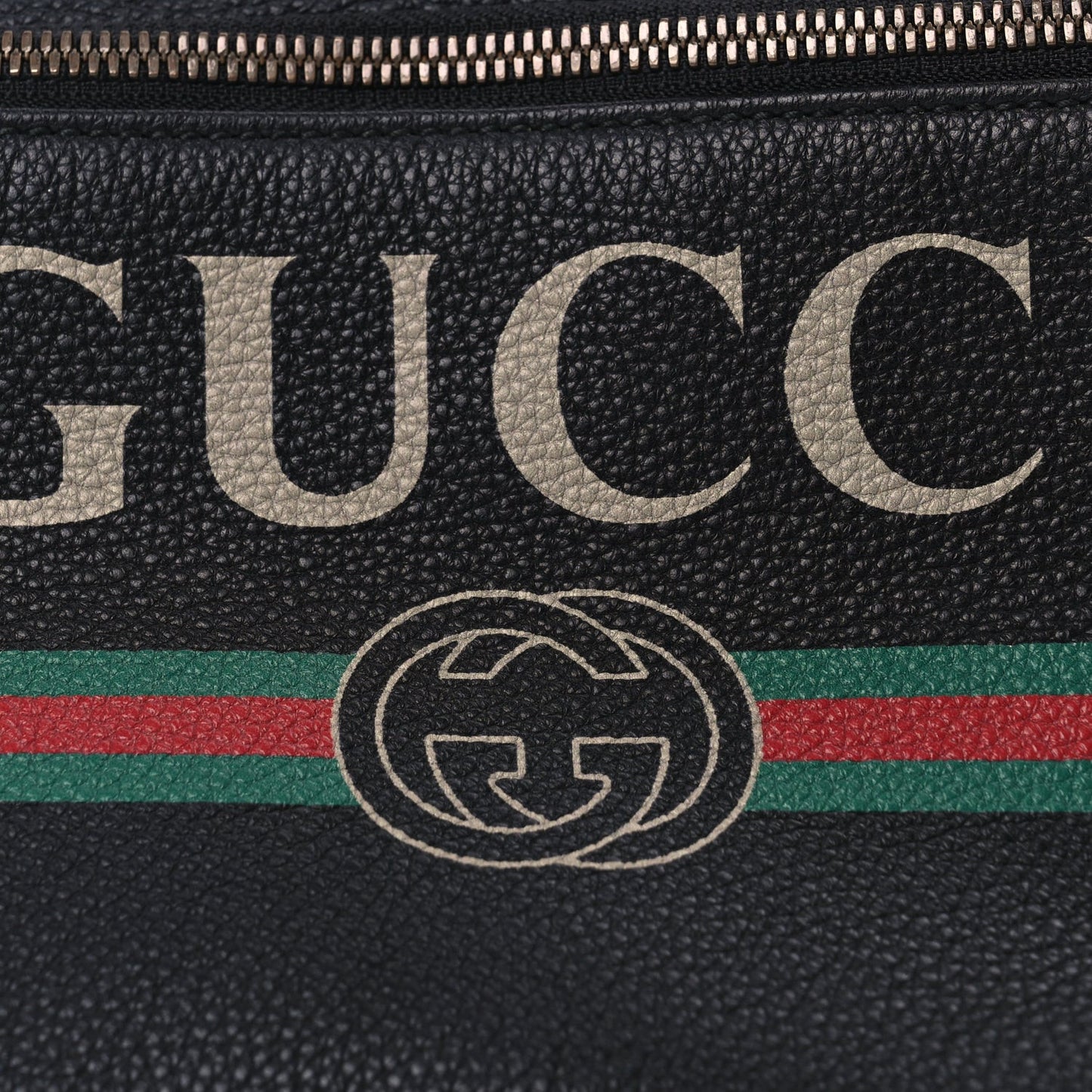 Grained Calfskin Logo Belt Bag Black