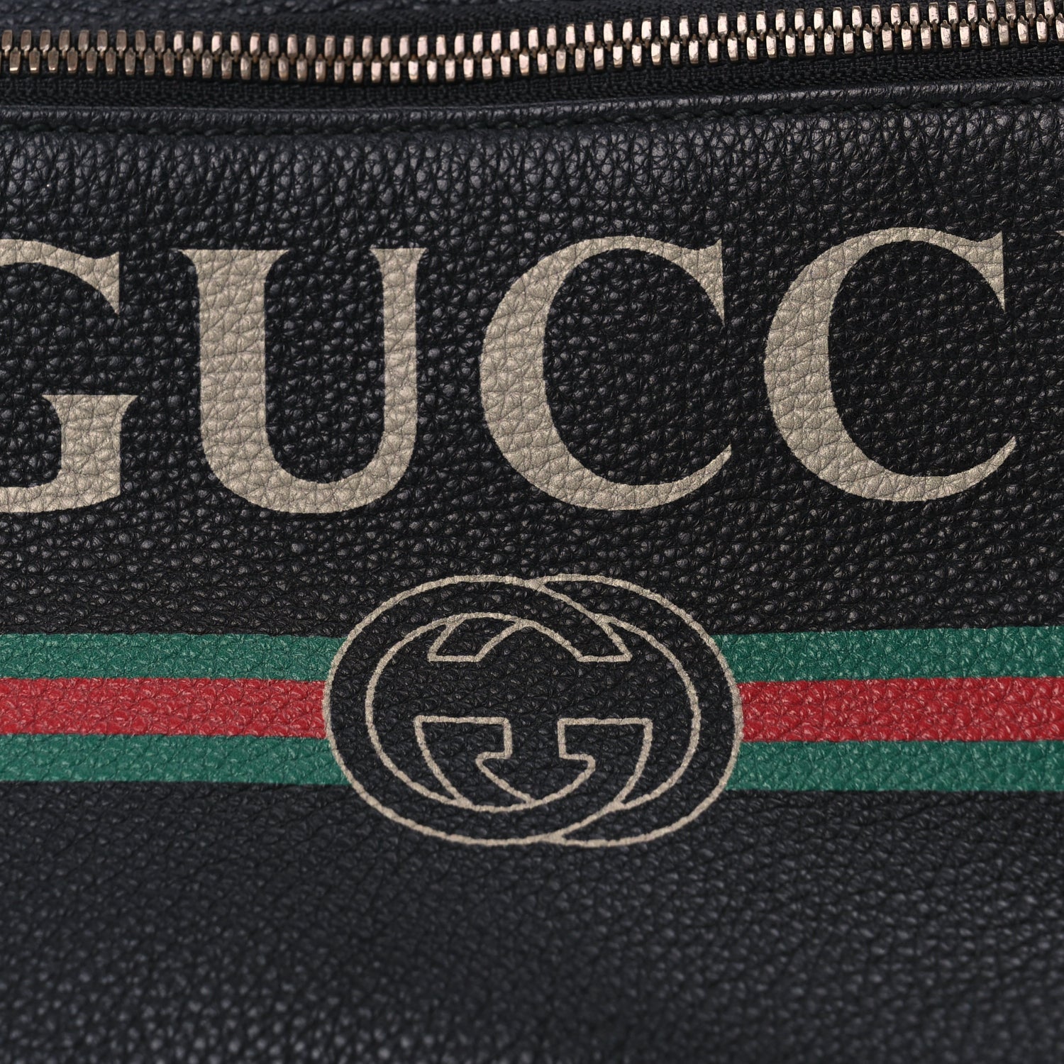 Gucci Grained Calfskin Logo Belt Bag Black 7 of 9