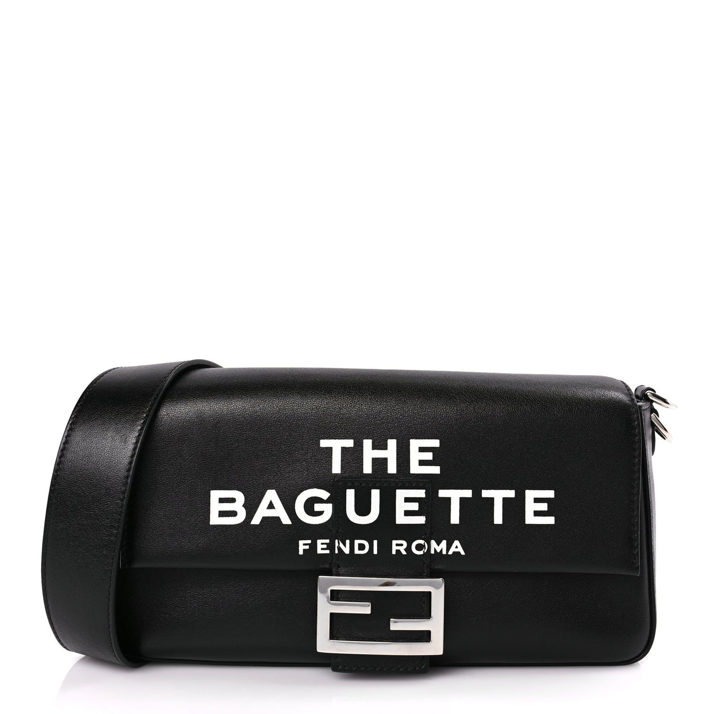 FENDI X MARC JACOBS Nappa Logo Medium Baguette Black