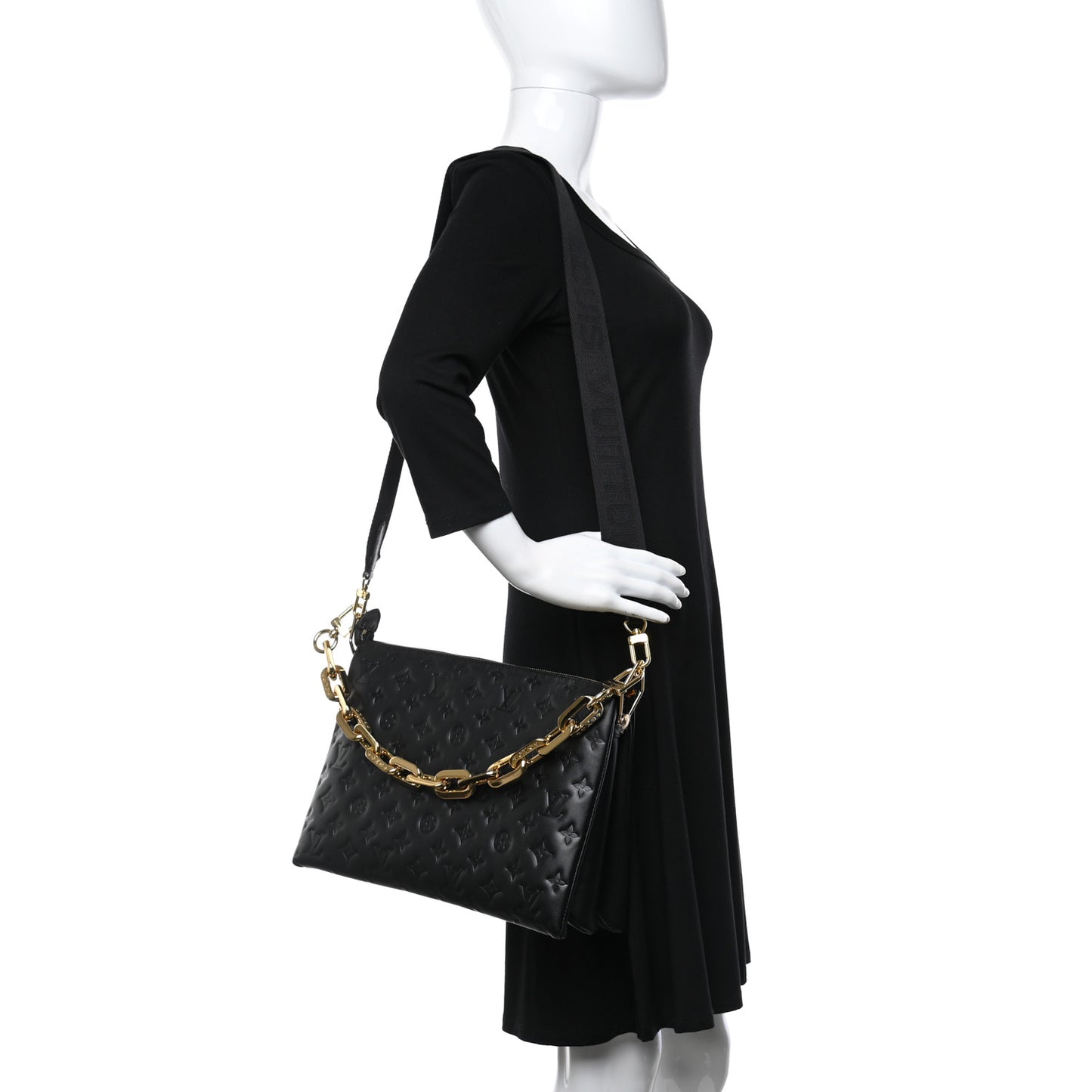 Lambskin Embossed Monogram Coussin PM Black